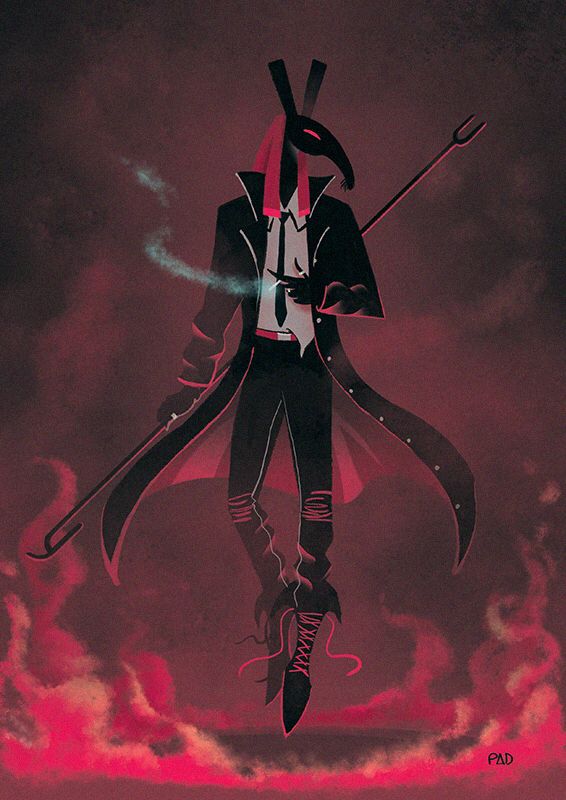 A modern image of the Egyptian God Set in modern attire smoking a cigarette. Artist: Pierre-Alain Dubois (https://www.deviantart.com/padubs)
