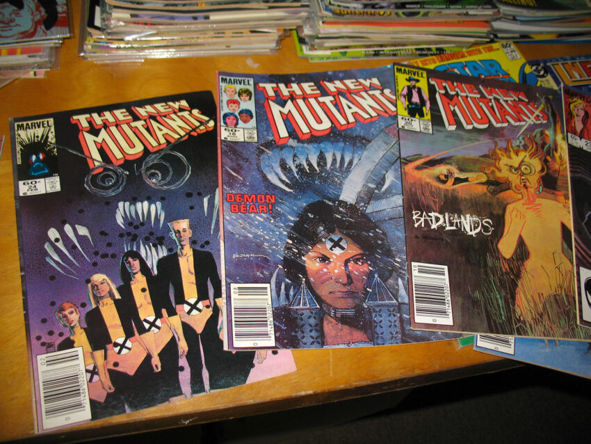 The cover art of comic books New Mutants 18, 20, and 24, all drawn by one of the GOATs, Bill Sienkiewicz.