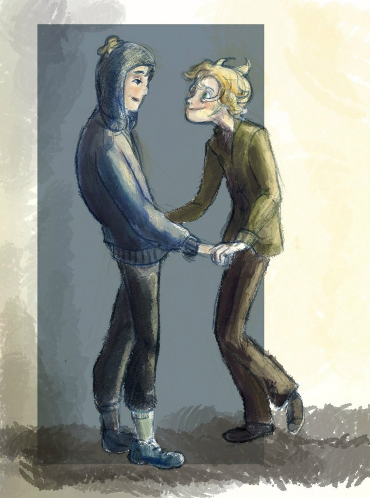 Fan art of South Park's Craig Tucker and Tweek Tweak standing and holding hands. (Artist: Natteregn (https://www.deviantart.com/natteregn)