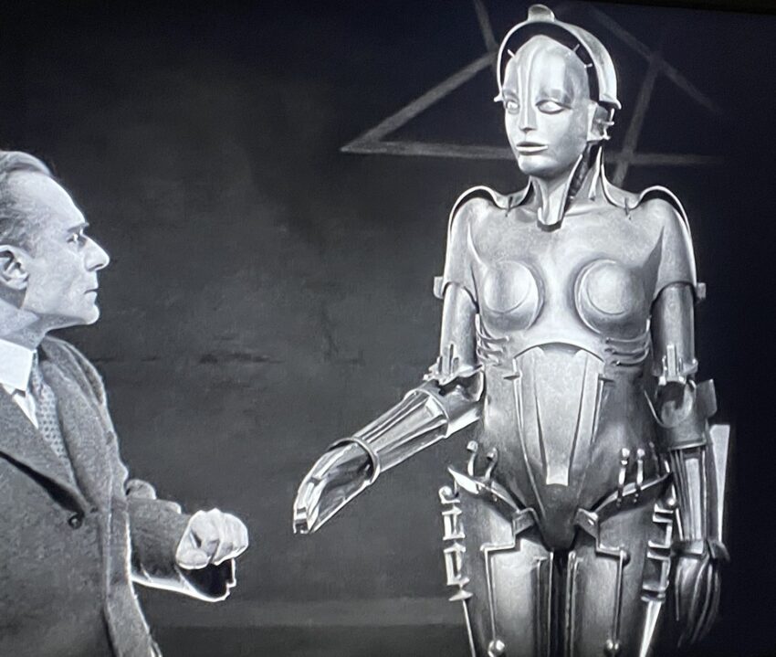 Scene from Fritz Lang's "Metropolis" - The Maschinenmensch and Joh Fredersen.