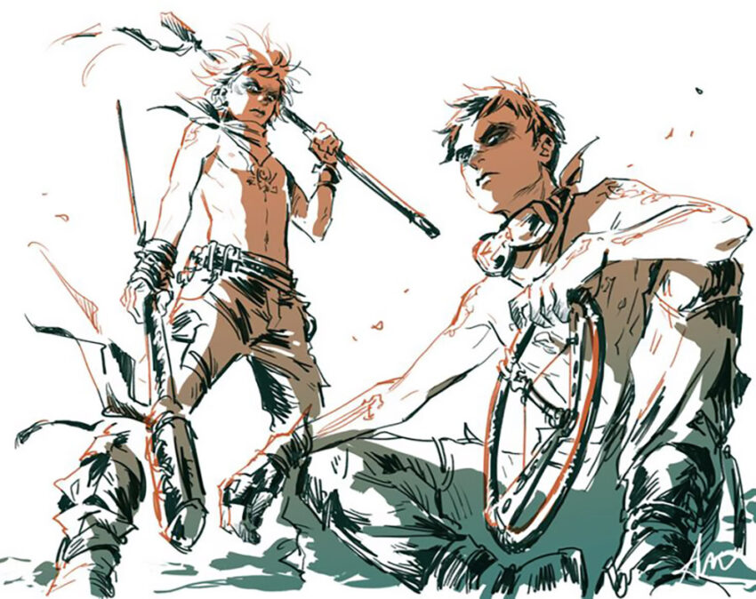 Fan art of South Park's Craig Tucker and Tweek Tweak as "Warboys" from Mad Max Fury Road.