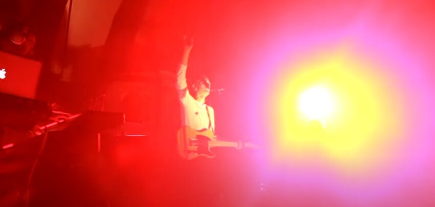 Still from Karl Hyde performing Underworld's "8 Ball" Live at Union Chapel, London