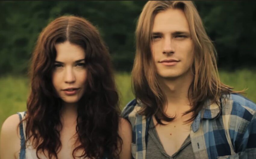 Still from Death Cab for Cutie's video for "Stay Young Go Dancing" off of the album "Codes and Keys". It is a picture of the two characters of the video in their late 20s.
