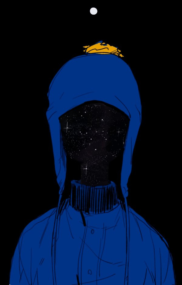 Fanart of Southpark's Craig Tucker. No face. Just a star field. Artist: nnkgh6_6 - https://twitter.com/nnkgh6_6 (dead social)