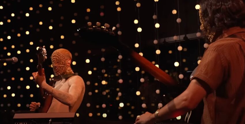 Still image from a musical performance by Glass Beams on KEXP.