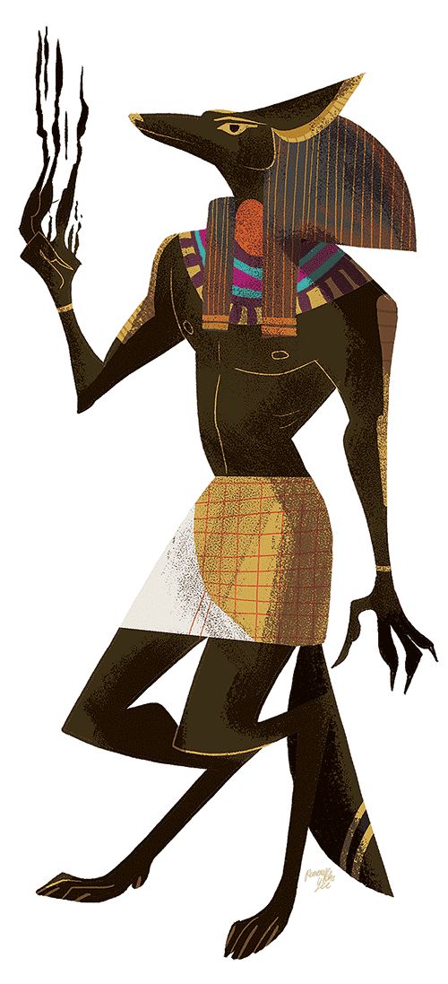 An illustration of the Ancient Egyptian God Anubis by Reimena Ashel Yee - https://reimenayee.com/