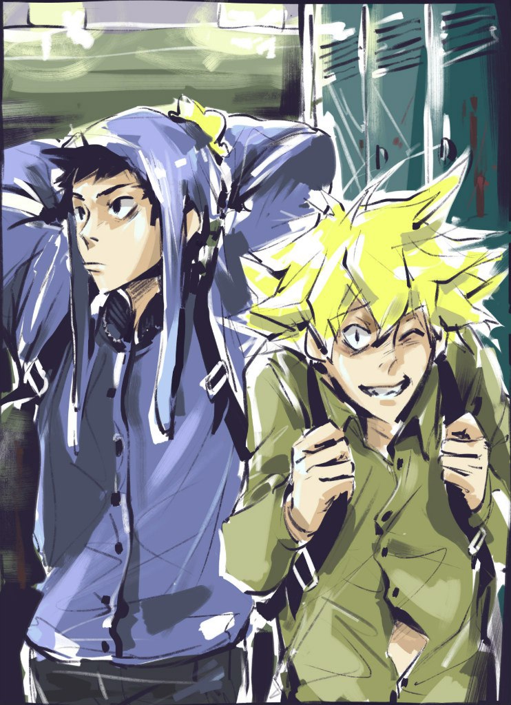 Fanart of Southpark's Craig Tucker and Tweek Tweak. Artist: kanda3egle (https://x.com/kanda3egle)