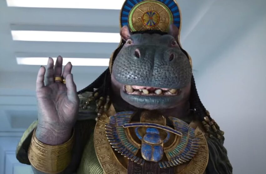 Still image from Marvel's Disney+ Moon Knight series of the ancient Egyptian goddess Tawaret.