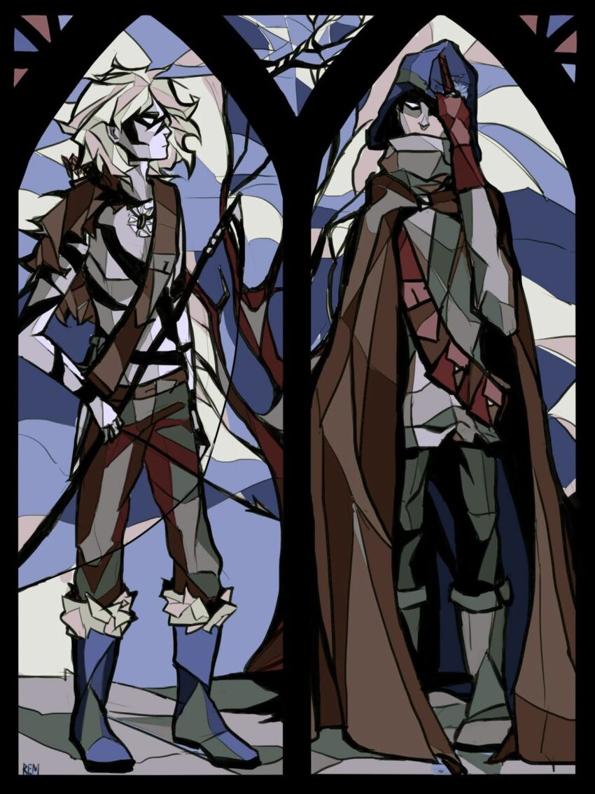 Fanart of Southpark's Craig Tucker and Tweek as Feldspar the Thief and Barbarian Tweek. Artist: REM - https://ultimatebadendings.tumblr.com/