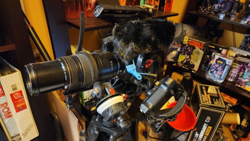 Nala's Blackmagic Design camera rig.