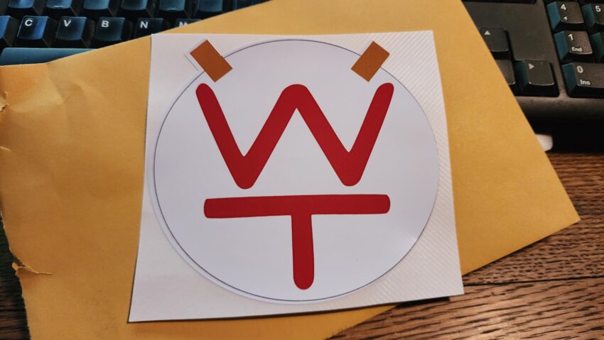 Vinyl sticker of Wonder Tweek's WT logo.