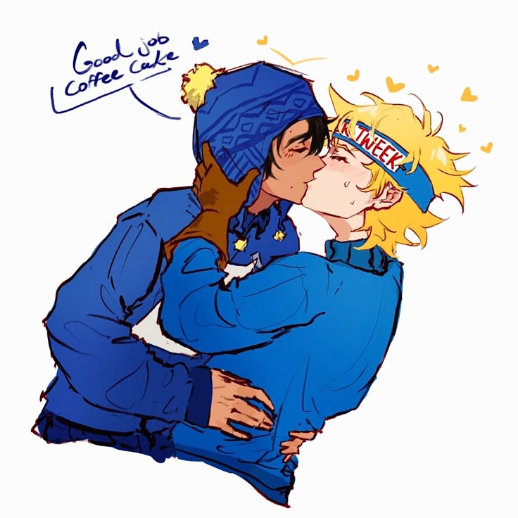 Fanart of Southpark's Tweek Tweak and Craig Tucker in their guises of Super Craig and Wonder Tweek. Artist: lyntarts - https://www.tumblr.com/lyntarts