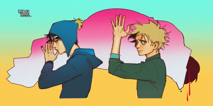 Fanart of Southpark's Craig Tucker and Tweek. Artist: KilluVone | https://x.com/KilluVone