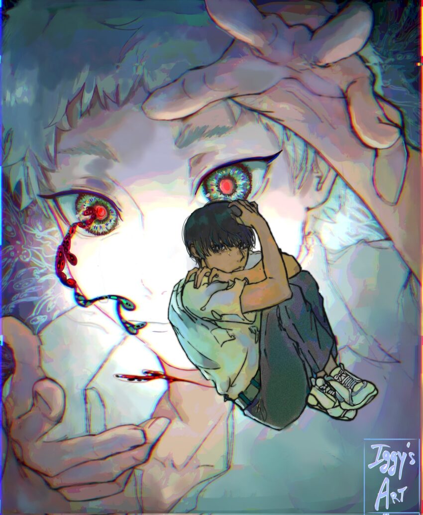 Fanart of "The Summer Hikaru Died" featuring Yoshiki and Hikaru. Artist: @iggydrawing | https://x.com/iggydrawing