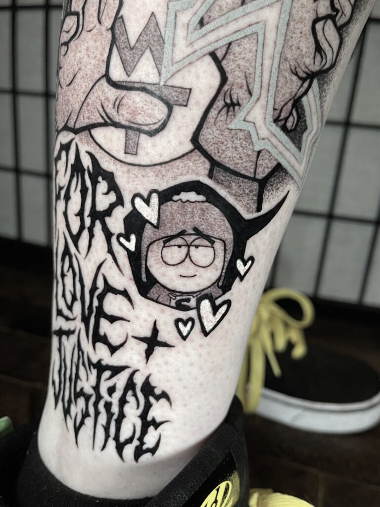 Fanart of Southpark's Craig Tucker and Tweek as tattoo art | Artist: butterhand | https://x.com/mesaka52156591