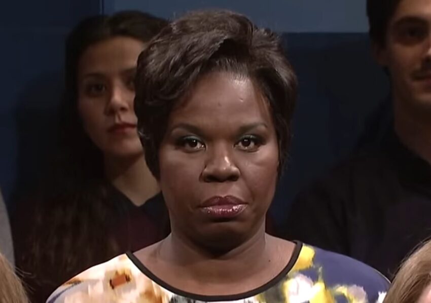 Screen capture of Lesley Jones' characters stare from the "Meet Your Second Wife" skit on SNL (Dec 2015)