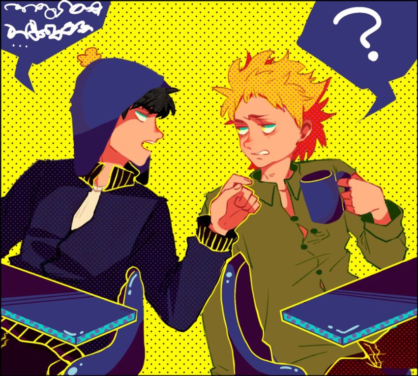 Fanart of Southpark's Craig Tucker and Tweek. Artist: Frog Pee | https://tuantuantuanwry.tumblr.com/