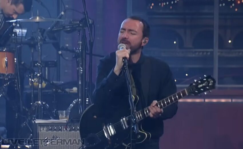 Video still from The Shins' 2012 performance of "Sleeping Lessons (Live On Letterman)