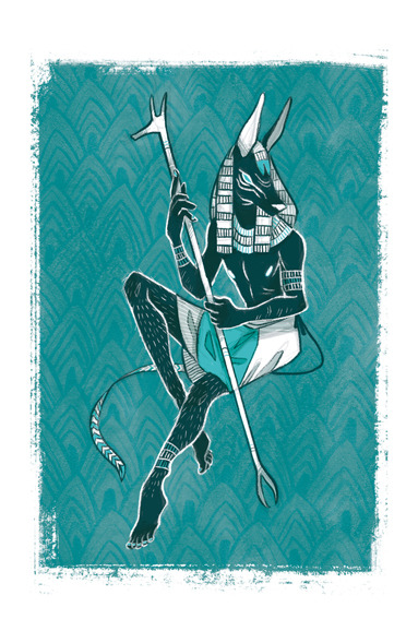 A fan art interpretation of the Ancient Kemet God Anubis - Artist: alienossan | https://alienossan.tumblr.com/