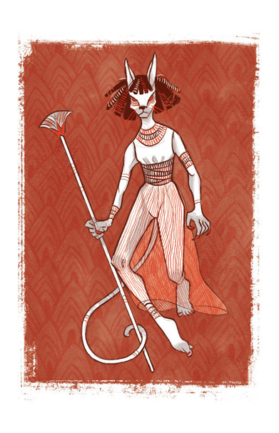 A fan art interpretation of the Ancient Kemet God Bast - Artist: alienossan | https://alienossan.tumblr.com/
