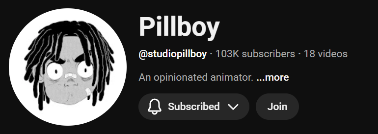 Screen cap of YouTuber Pillboy - https://www.youtube.com/@studiopillboy
